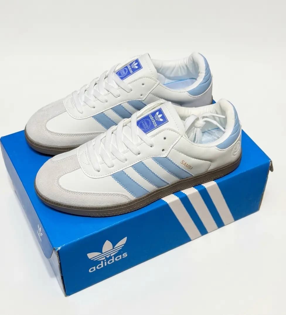 Adidas Samba || Color - Blue & White || Low Neck || Grade - OEM