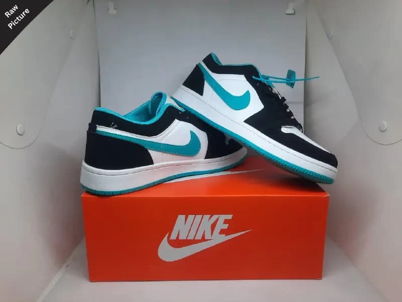 Air Jordan 1 || Color – Black & White with Sky Blue Logo|| Low Neck || Grade – OEM