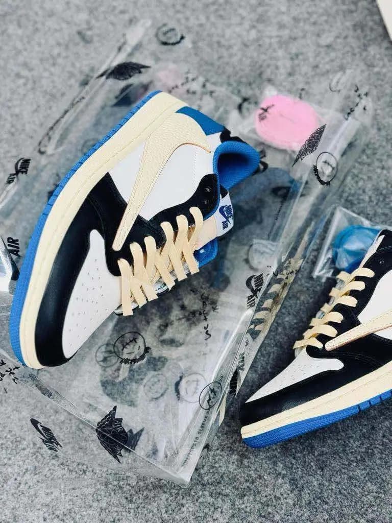Air Jordan 1 Travis Scott || Low Neck || Color - Black , Blue & Cream || Grade – OEM